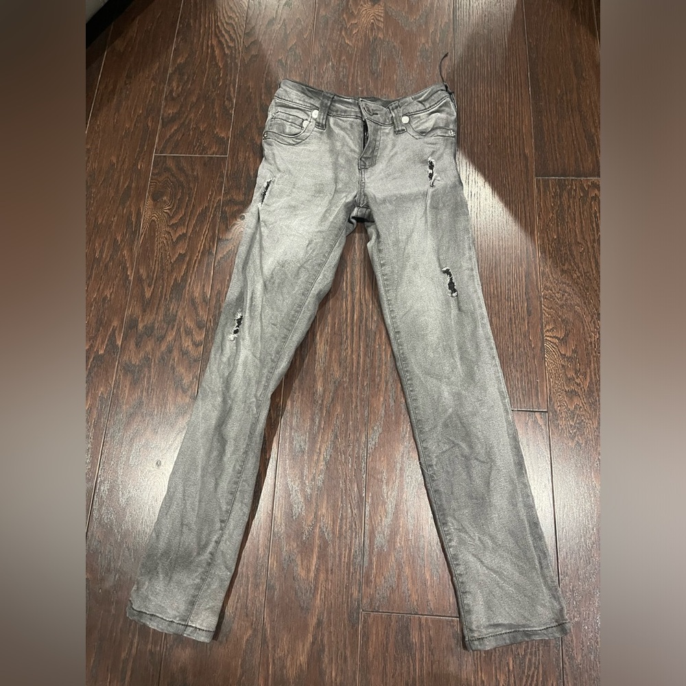 True Religion Halle Girls Kids 10 Mid Rise Distressed Skinny Jeans